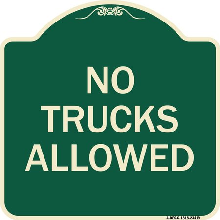 SIGNMISSION Parking Lot No Trucks Allowed Heavy-Gauge Aluminum Architectural Sign, 18" x 18", G-1818-23419 A-DES-G-1818-23419